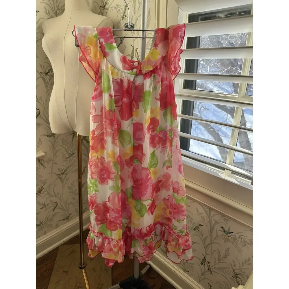 Jona Michelle Girls Summer Sun Dress Party Lined Pink/green White Size 8